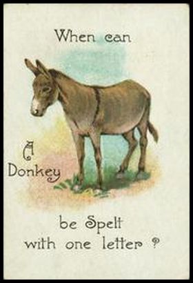 39 When can a donkey be spelt with one letter